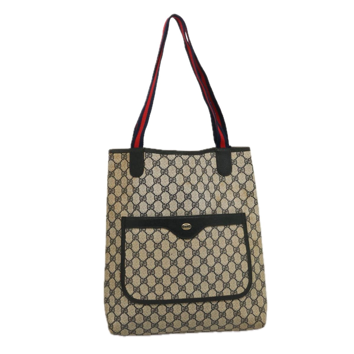GUCCI GG Supreme Sherry Line Tote Bag PVC Navy Red 39 02 003 75833