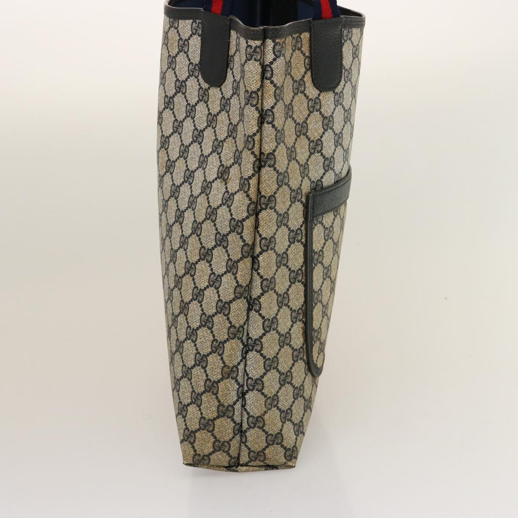 GUCCI GG Supreme Sherry Line Tote Bag PVC Navy Red 39 02 003 75833