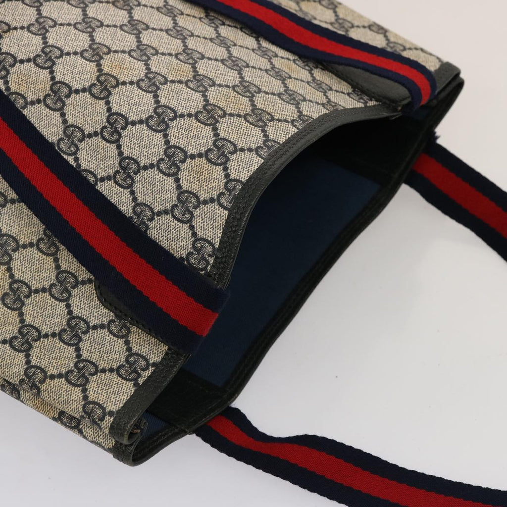 GUCCI GG Supreme Sherry Line Tote Bag PVC Navy Red 39 02 003 75833