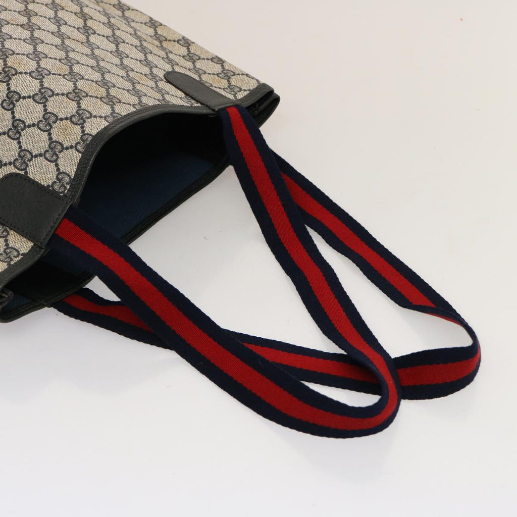GUCCI GG Supreme Sherry Line Tote Bag PVC Navy Red 39 02 003 75833