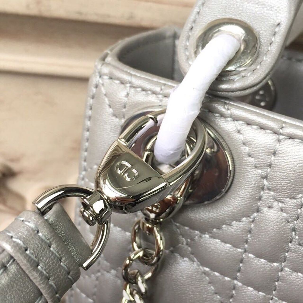 GLAMI Mini Lady Bag with Chain Silver Hardware Spring/Summer Collection, Pearl Gold, For Women WomenÃ¢â‚¬â„¢s Handbags, 18cm CD