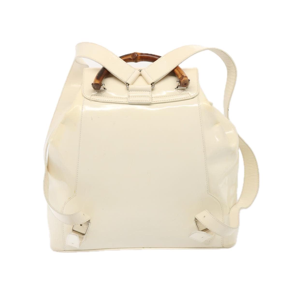 GUCCI Bamboo Backpack Patent leather White 003 2058 0016 5 75834