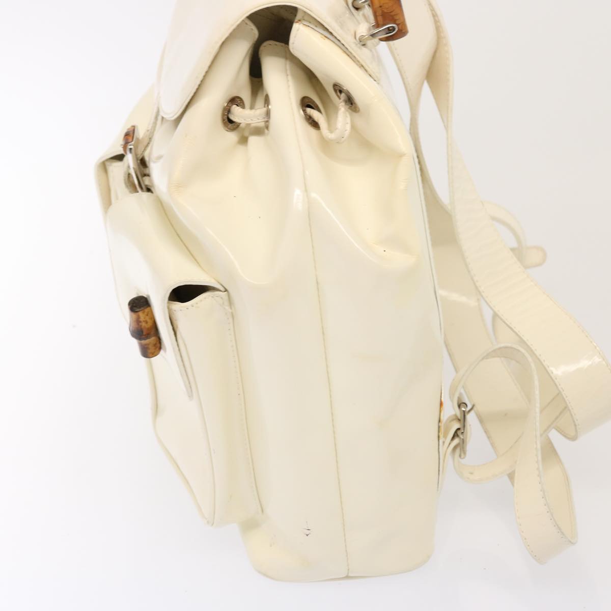 GUCCI Bamboo Backpack Patent leather White 003 2058 0016 5 75834