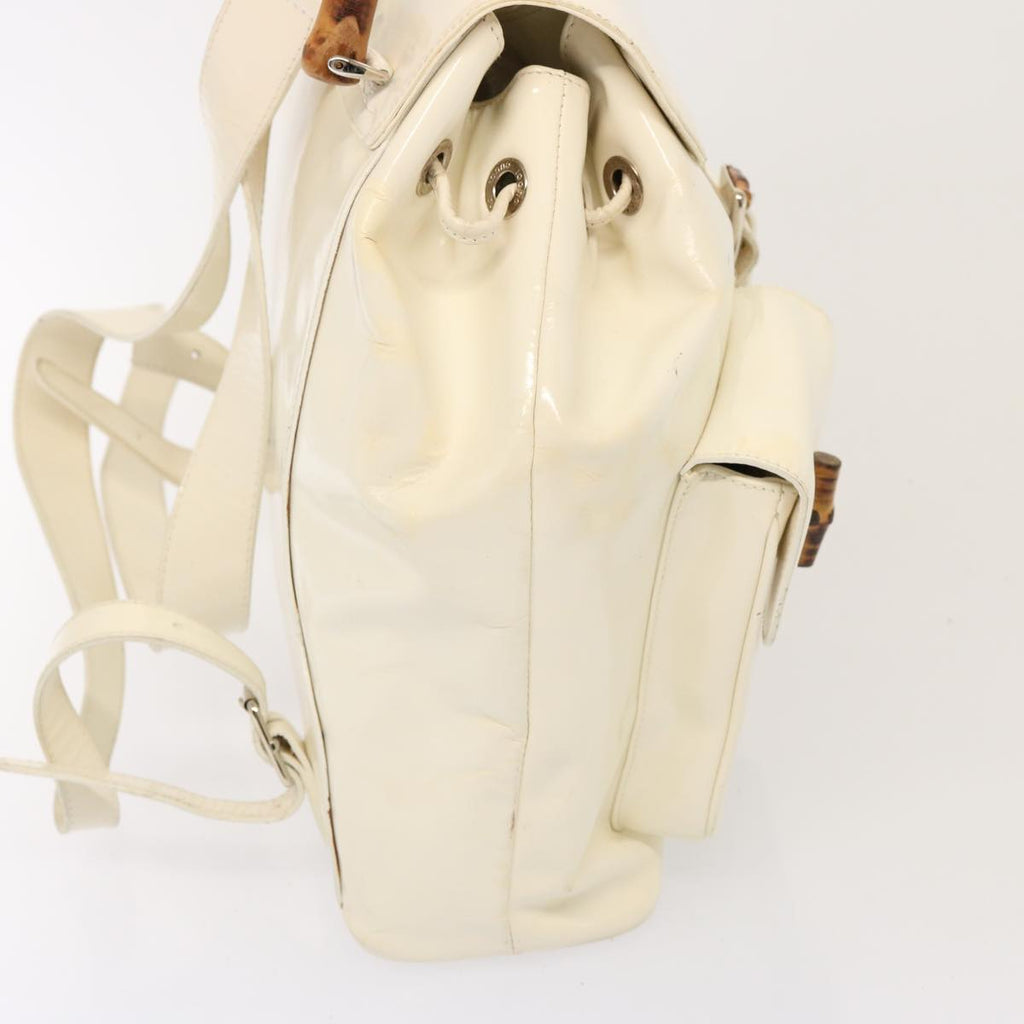 GUCCI Bamboo Backpack Patent leather White 003 2058 0016 5 75834