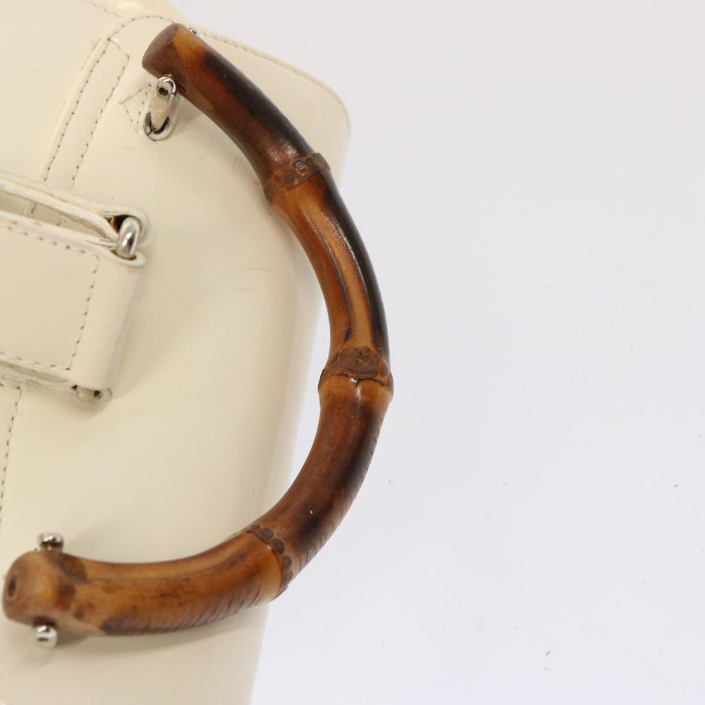 GUCCI Bamboo Backpack Patent leather White 003 2058 0016 5 75834