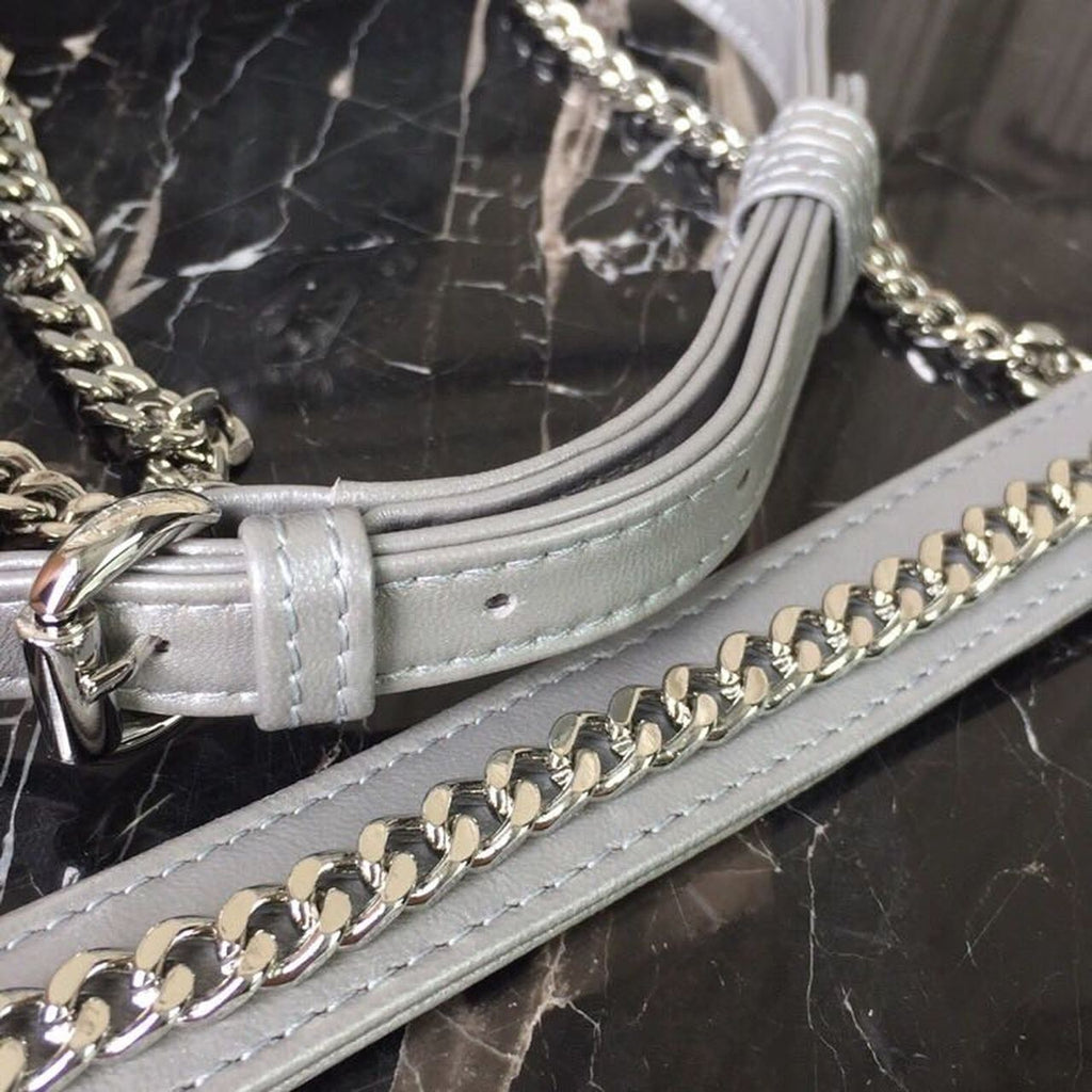 GLAMI Mini Lady Bag with Chain Silver Hardware Spring/Summer Collection, Pearl Gold, For Women WomenÃ¢â‚¬â„¢s Handbags, 18cm CD