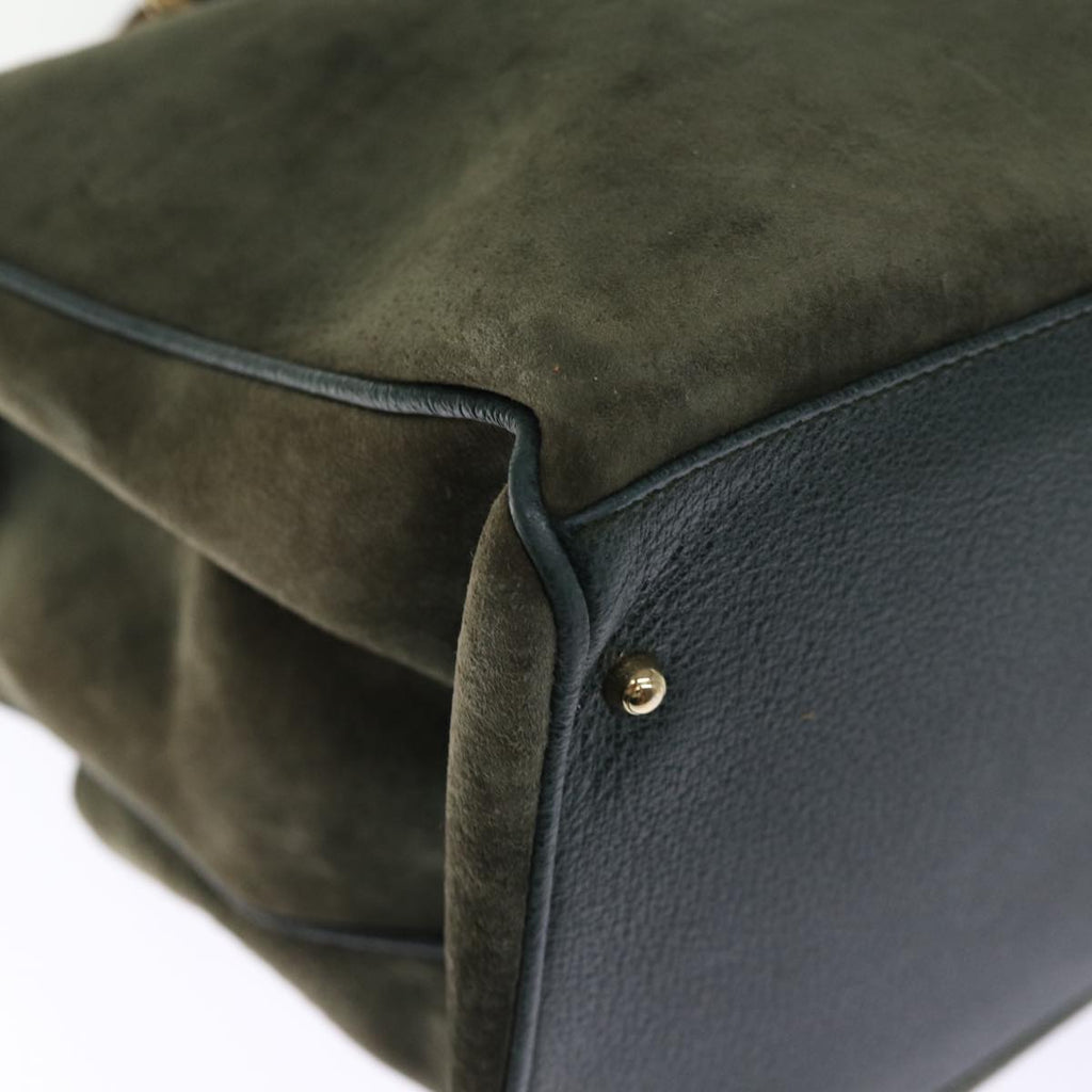 GUCCI Bamboo Tote Bag Suede Leather 2way Khaki 002 2855 0322 0 75836