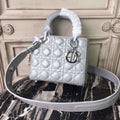 GLAMI Small Opaline Gray PearlesGLAMInt Cannage Lady Bag Hardware Pearl Silver For Women 8in/20cm CD