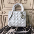 GLAMI MeGLAMIum Opaline Gray PearlesGLAMInt Cannage Lady Bag Hardware Pearl Gold For Women 9.5in/24cm CD