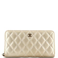 CHANEL Zip Around Wallet Quilted Caviar Long