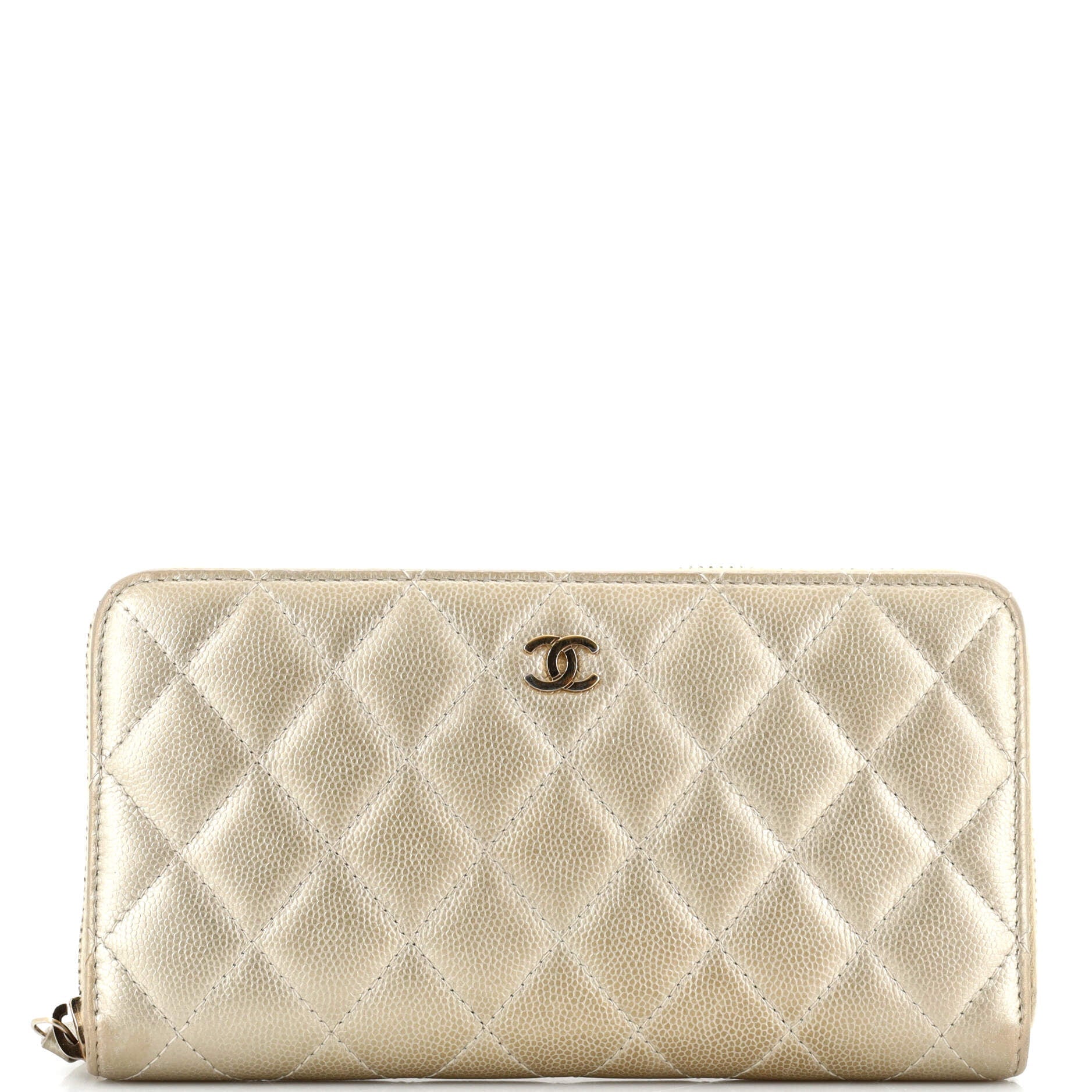 CHANEL Zip Around Wallet Quilted Caviar Long