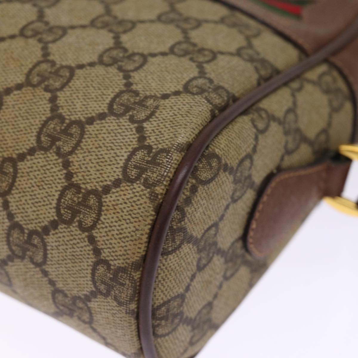 GUCCI GG Supreme Web Sherry Line Shoulder Bag PVC Beige Red 001 56 75881