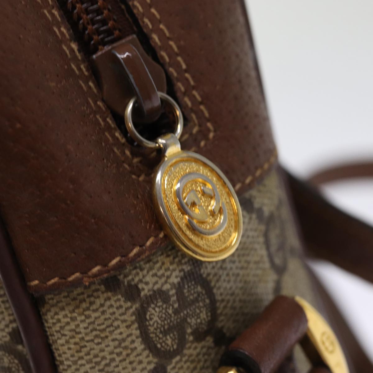GUCCI GG Supreme Web Sherry Line Shoulder Bag PVC Beige Red 001 56 75881