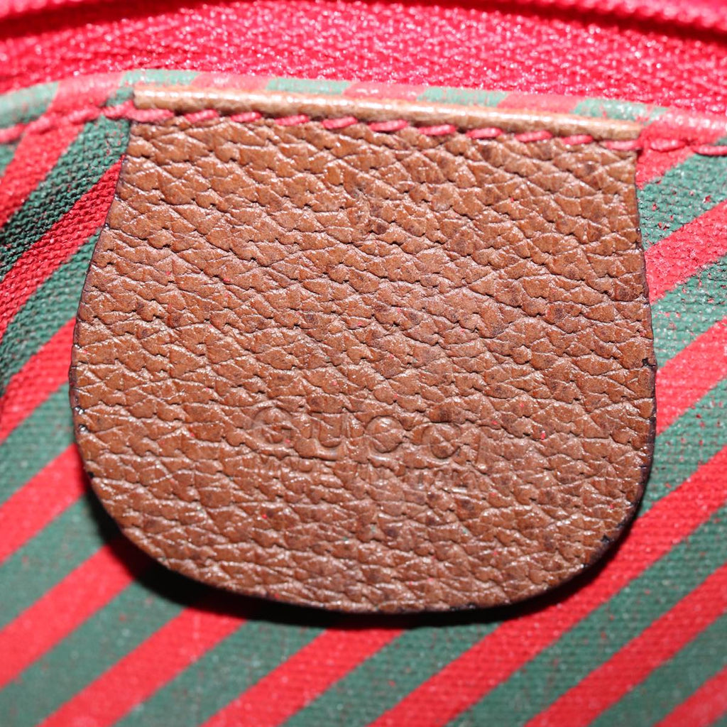 GUCCI GG Supreme Web Sherry Line Shoulder Bag PVC Beige Red 001 56 75881