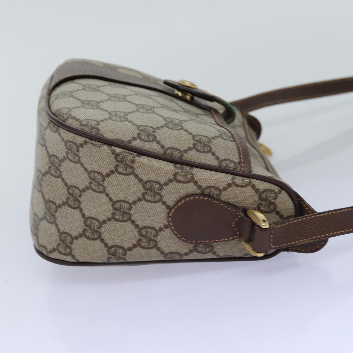 GUCCI GG Supreme Web Sherry Line Shoulder Bag PVC Beige 89 02 032 75885