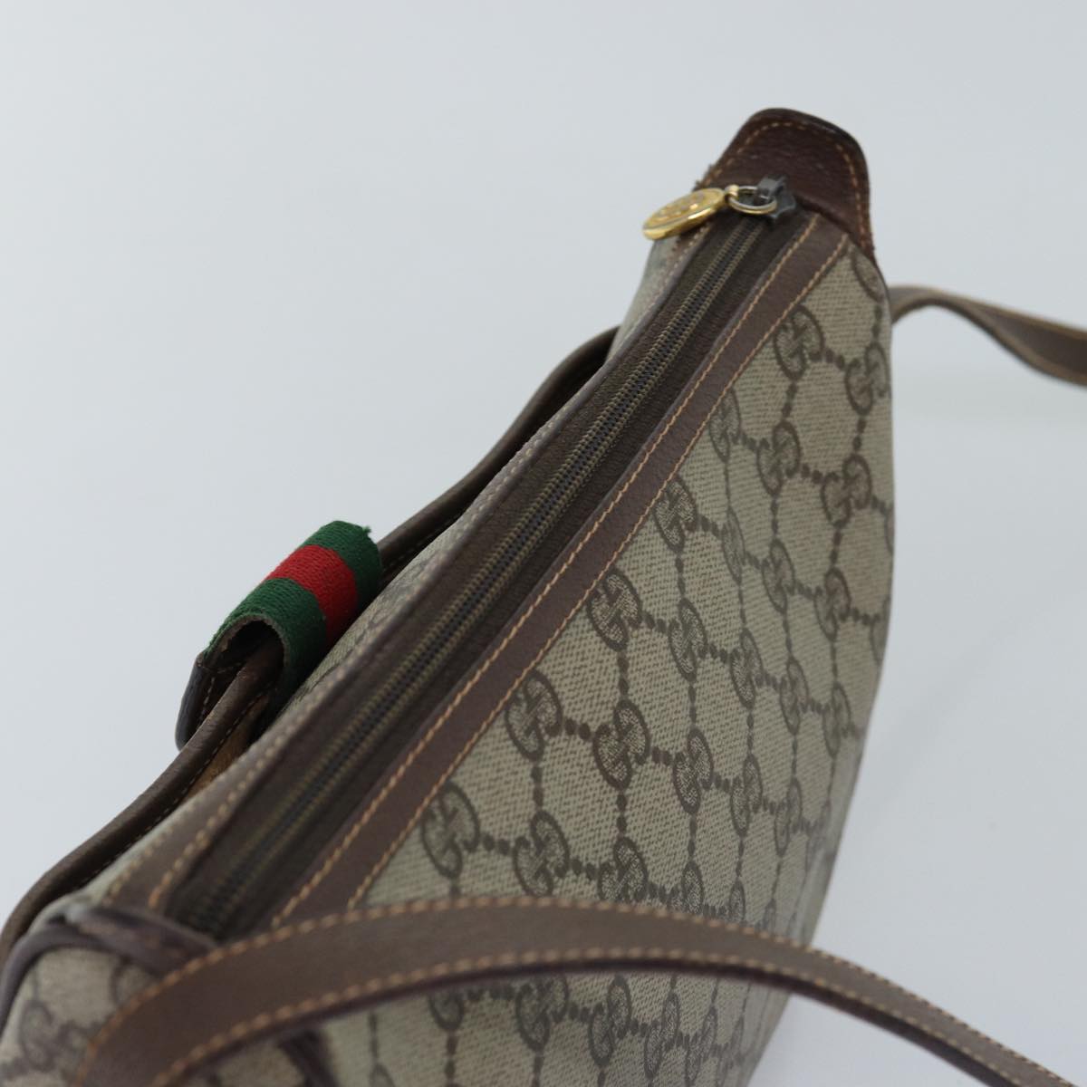 GUCCI GG Supreme Web Sherry Line Shoulder Bag PVC Beige 89 02 032 75885