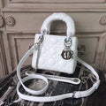 GLAMI Mini Lady Bag White Chain Silver Hardware For Women 17cm/6.5in CD