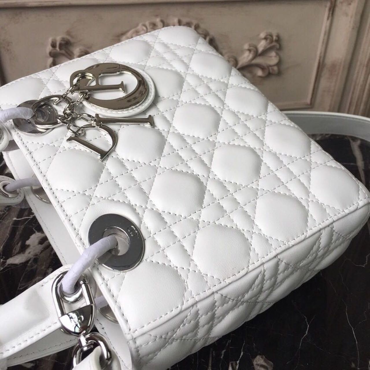 GLAMI Small Lady Bag White Silver Hardware For Women 20cm/8in CD M0538BCAL_M030