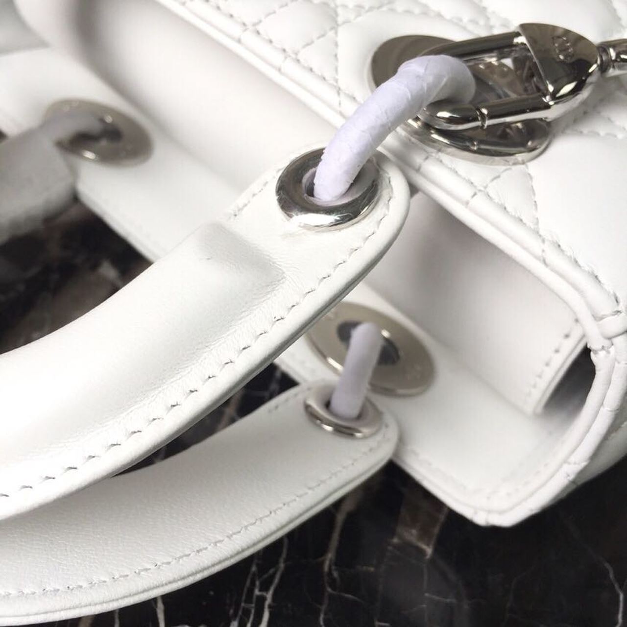 GLAMI Small Lady Bag White Silver Hardware For Women 20cm/8in CD M0538BCAL_M030