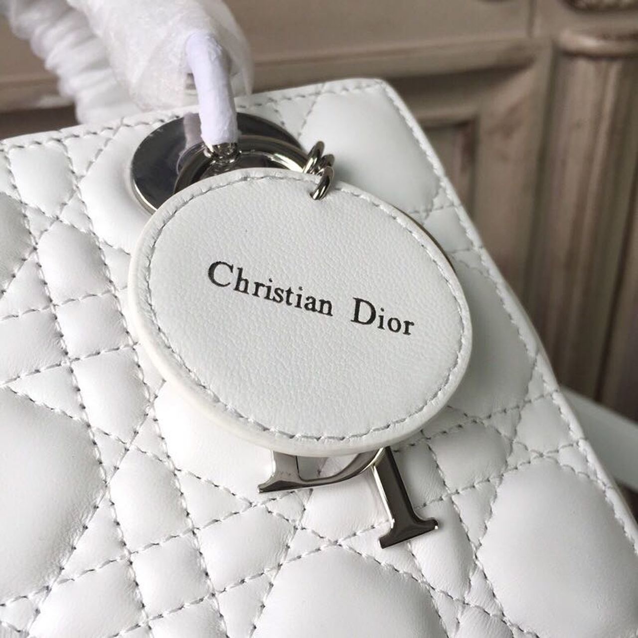 GLAMI Small Lady Bag White Silver Hardware For Women 20cm/8in CD M0538BCAL_M030