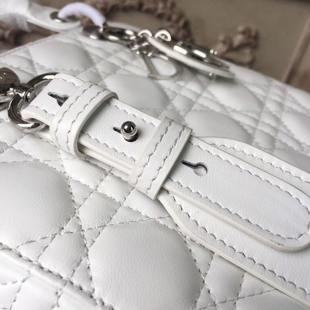 GLAMI Small Lady Bag White Silver Hardware For Women 20cm/8in CD M0538BCAL_M030