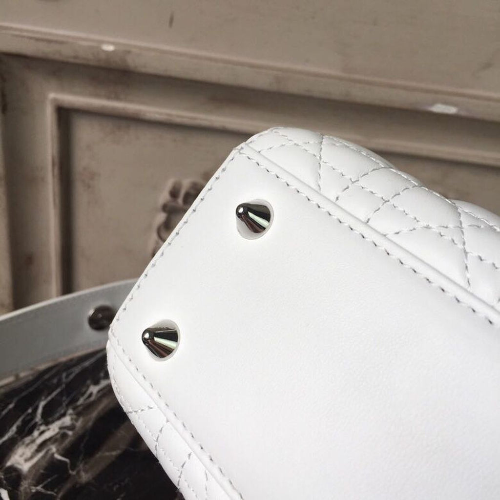 GLAMI Small Lady Bag White Silver Hardware For Women 20cm/8in CD M0538BCAL_M030
