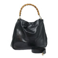 GUCCI Bamboo Shoulder Bag Leather Black 001 1998 1577 75956