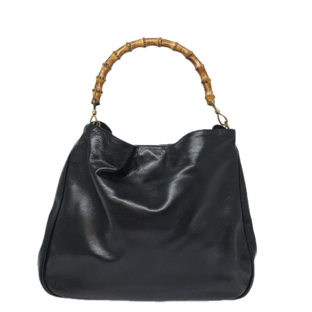 GUCCI Bamboo Shoulder Bag Leather Black 001 1998 1577 75956