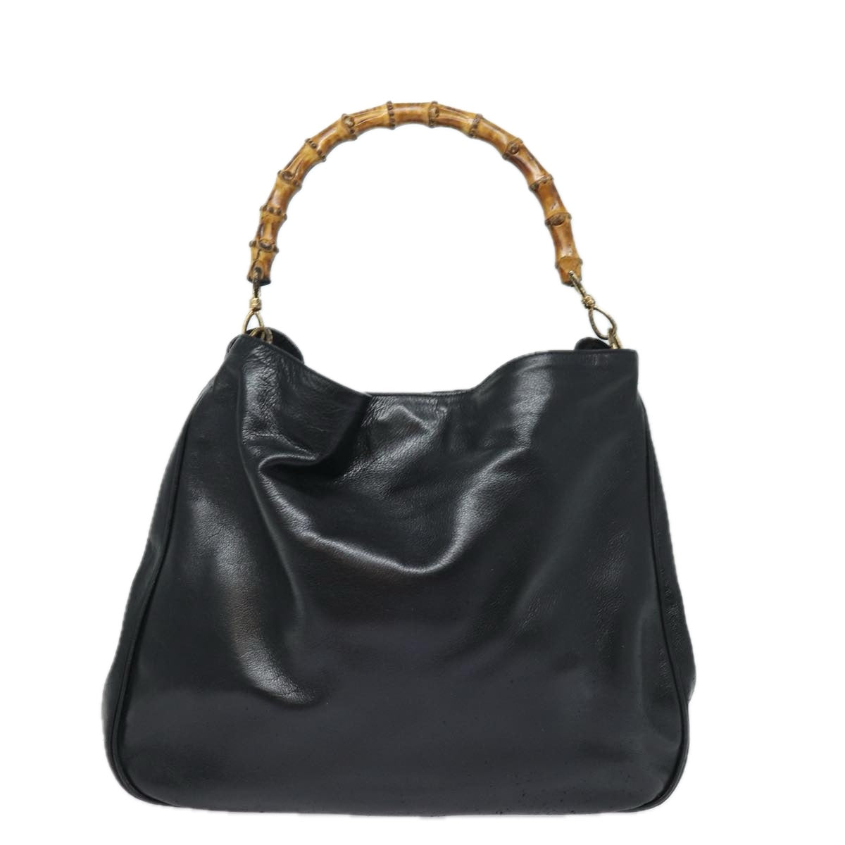 GUCCI Bamboo Shoulder Bag Leather Black 001 1998 1577 75956