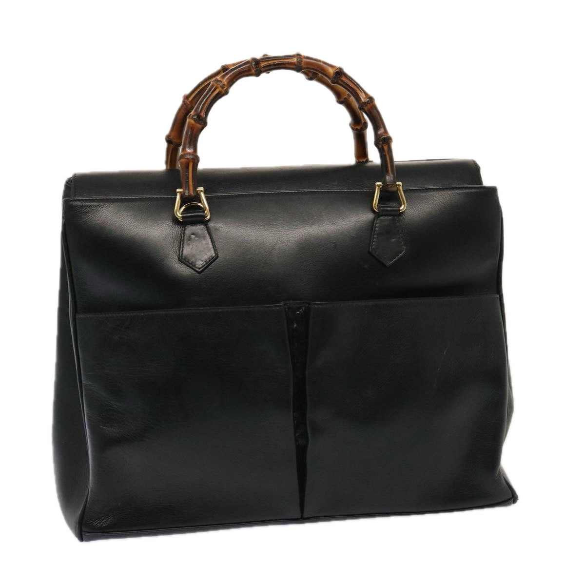 GUCCI Bamboo Hand Bag Leather Black 002 2850 0322 0 75958