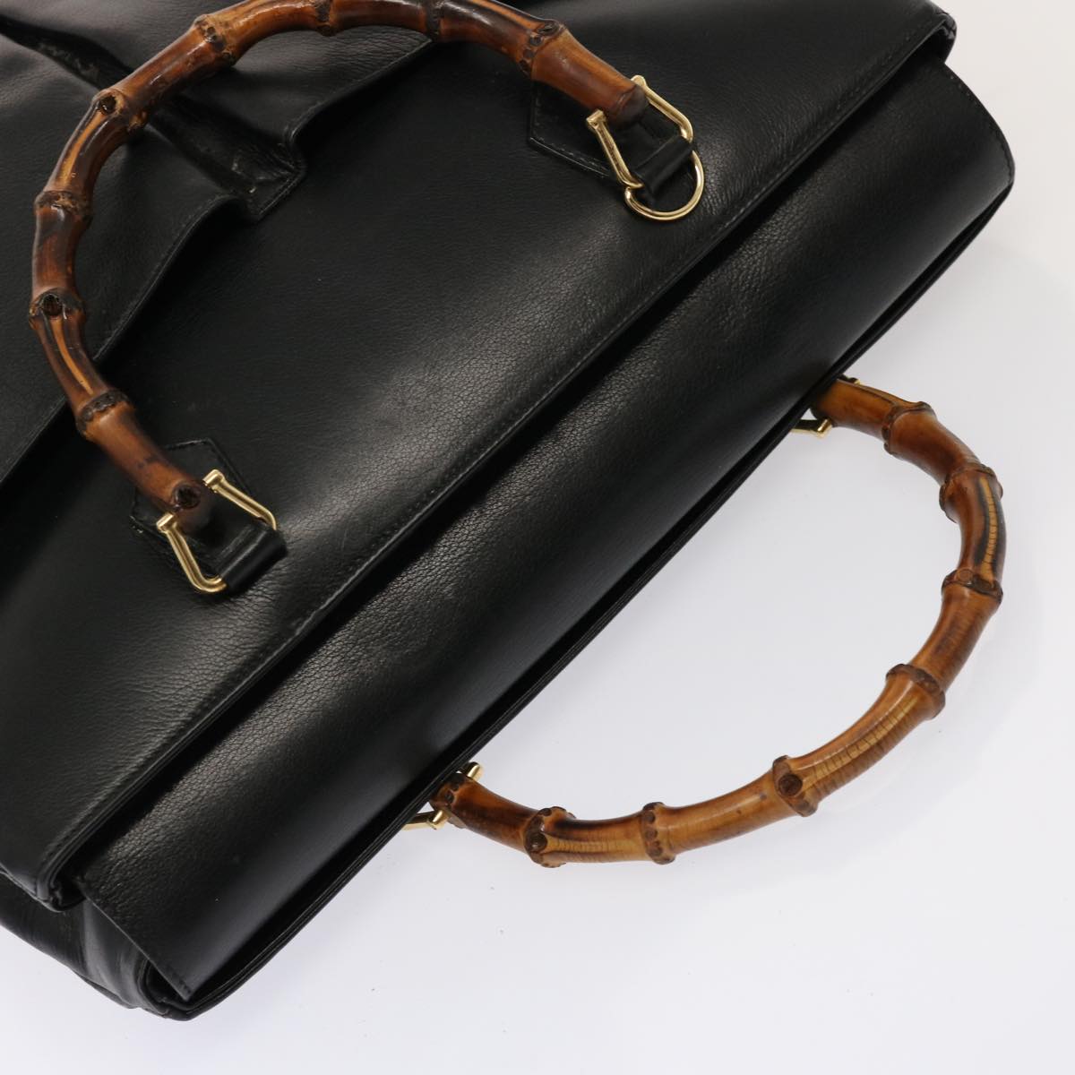 GUCCI Bamboo Hand Bag Leather Black 002 2850 0322 0 75958