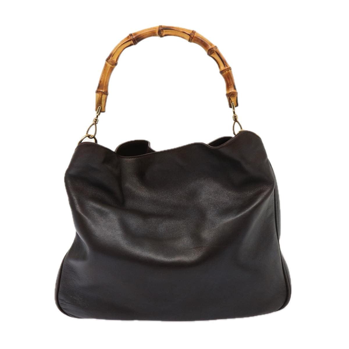 GUCCI Bamboo Shoulder Bag Leather 2way Brown 001 1677 002058 75959