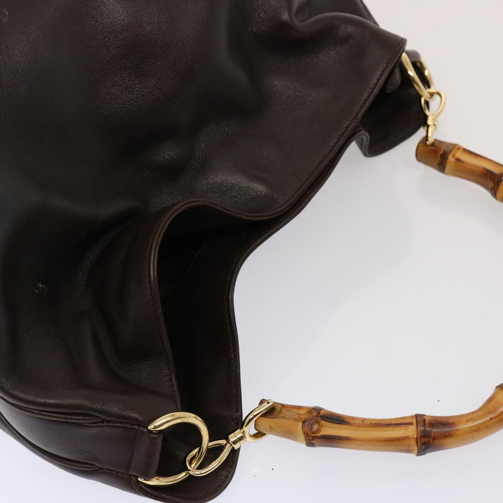 GUCCI Bamboo Shoulder Bag Leather 2way Brown 001 1677 002058 75959