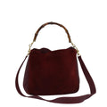 GUCCI Bamboo Shoulder Bag Suede 2way Red 001 1705 1638 75962