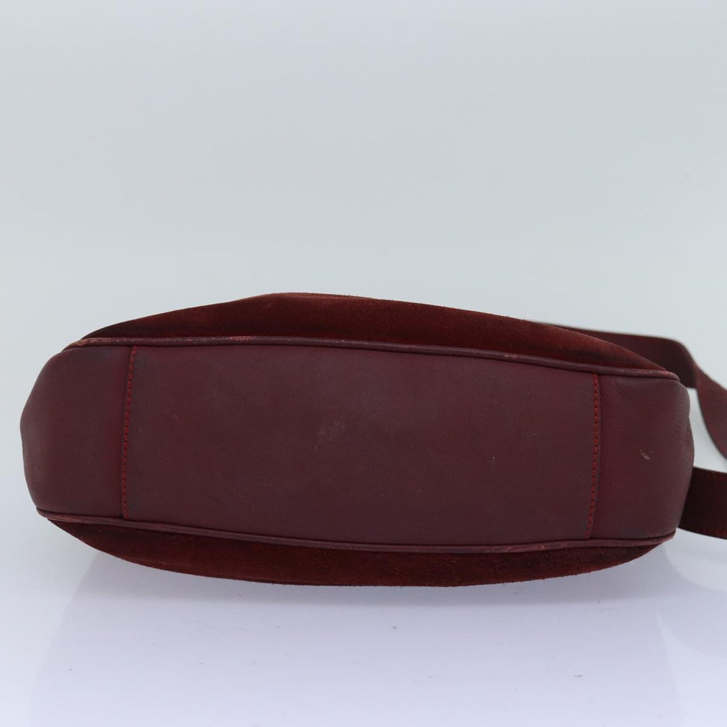 GUCCI Bamboo Shoulder Bag Suede 2way Red 001 1705 1638 75962