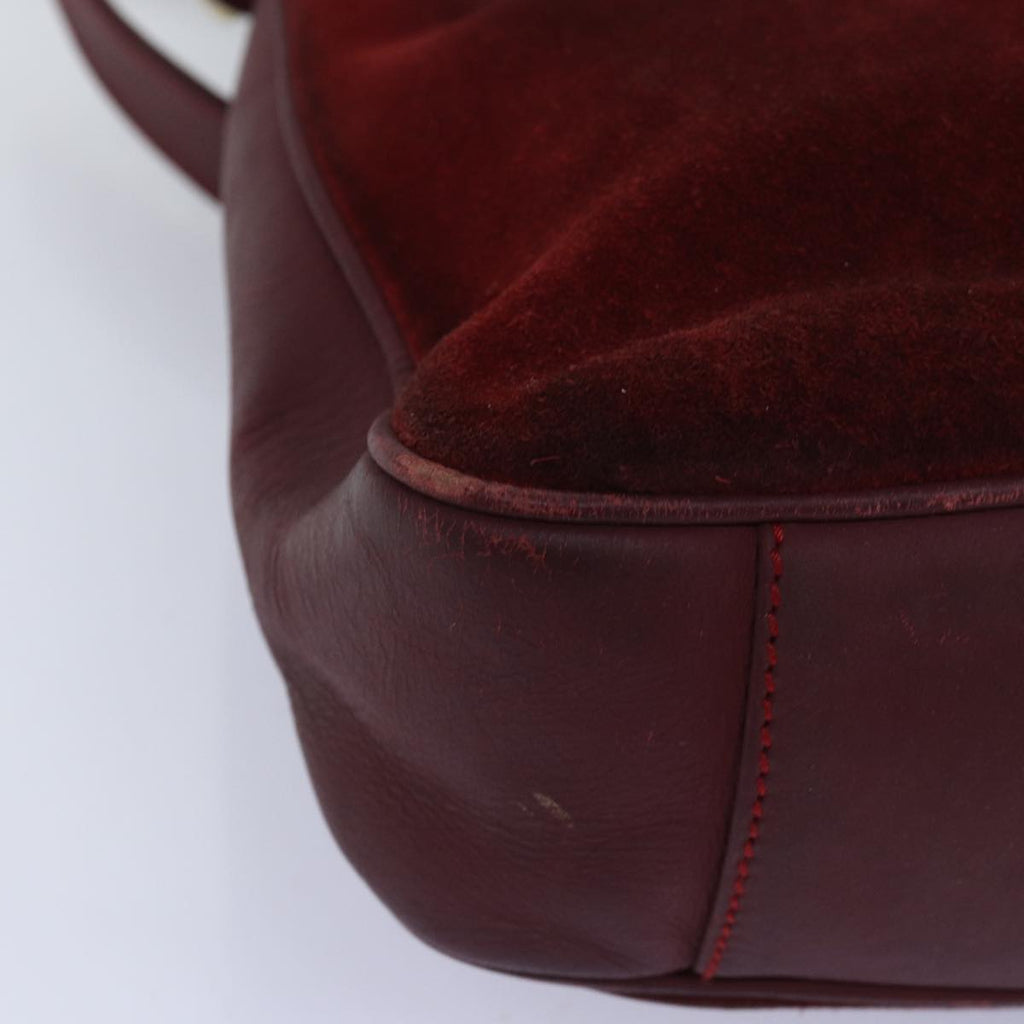 GUCCI Bamboo Shoulder Bag Suede 2way Red 001 1705 1638 75962