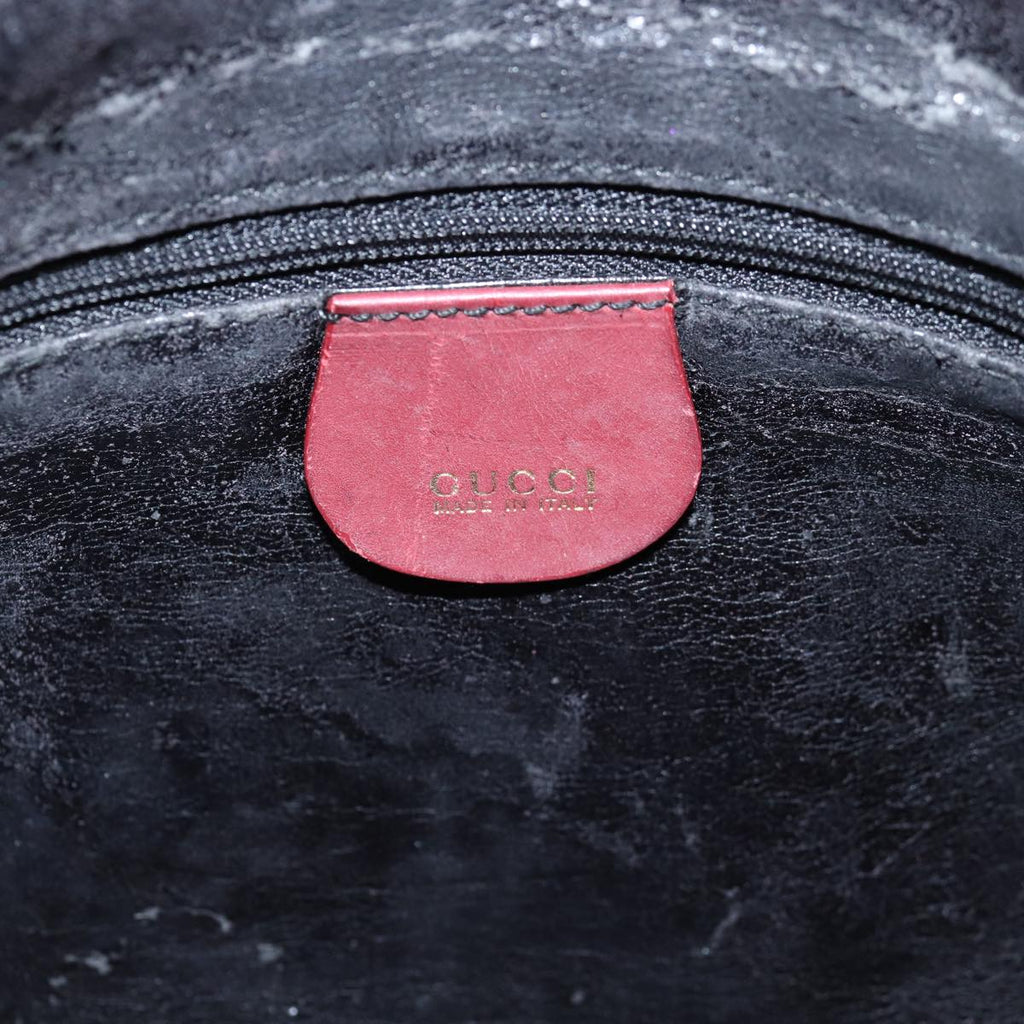 GUCCI Bamboo Shoulder Bag Suede 2way Red 001 1705 1638 75962