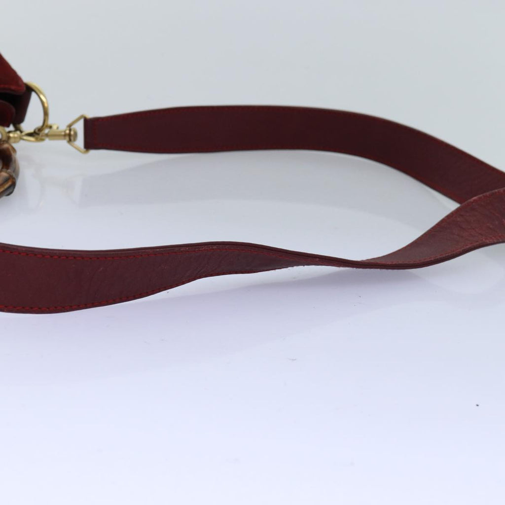 GUCCI Bamboo Shoulder Bag Suede 2way Red 001 1705 1638 75962
