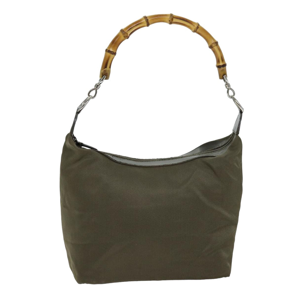 GUCCI Bamboo Hand Bag Nylon Khaki 000 2296 0531 75963