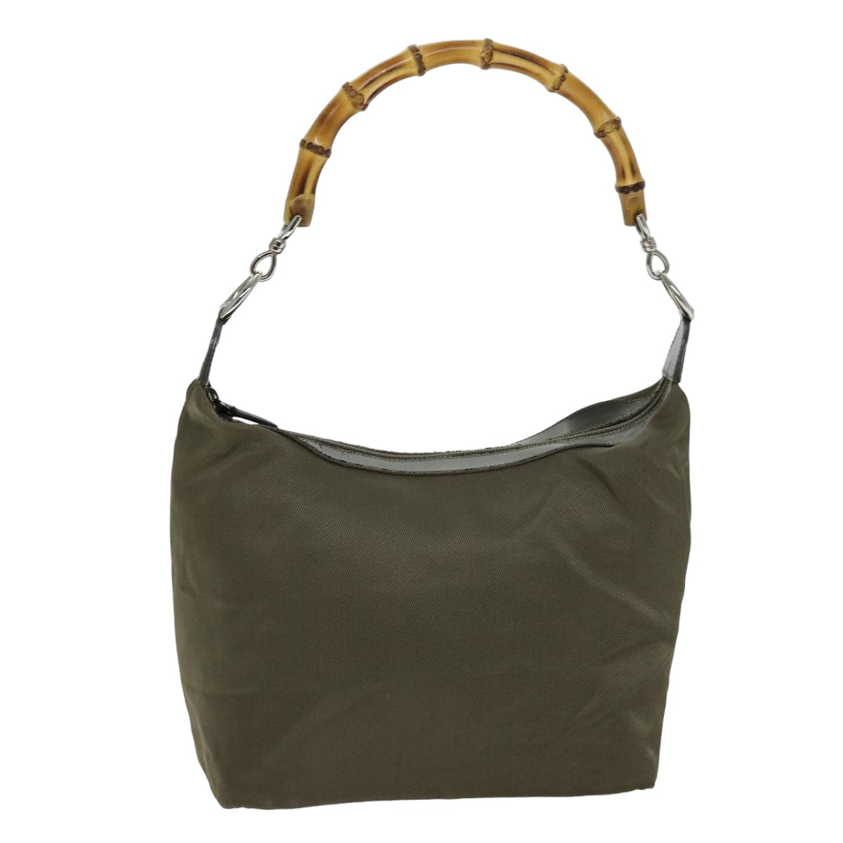 GUCCI Bamboo Hand Bag Nylon Khaki 000 2296 0531 75963