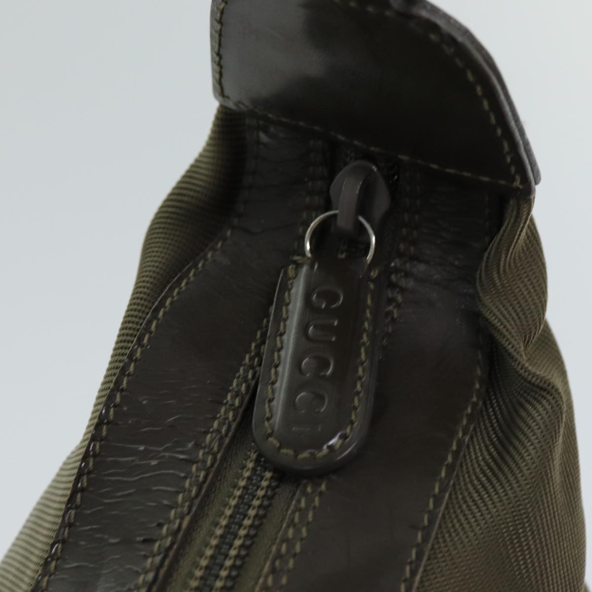 GUCCI Bamboo Hand Bag Nylon Khaki 000 2296 0531 75963