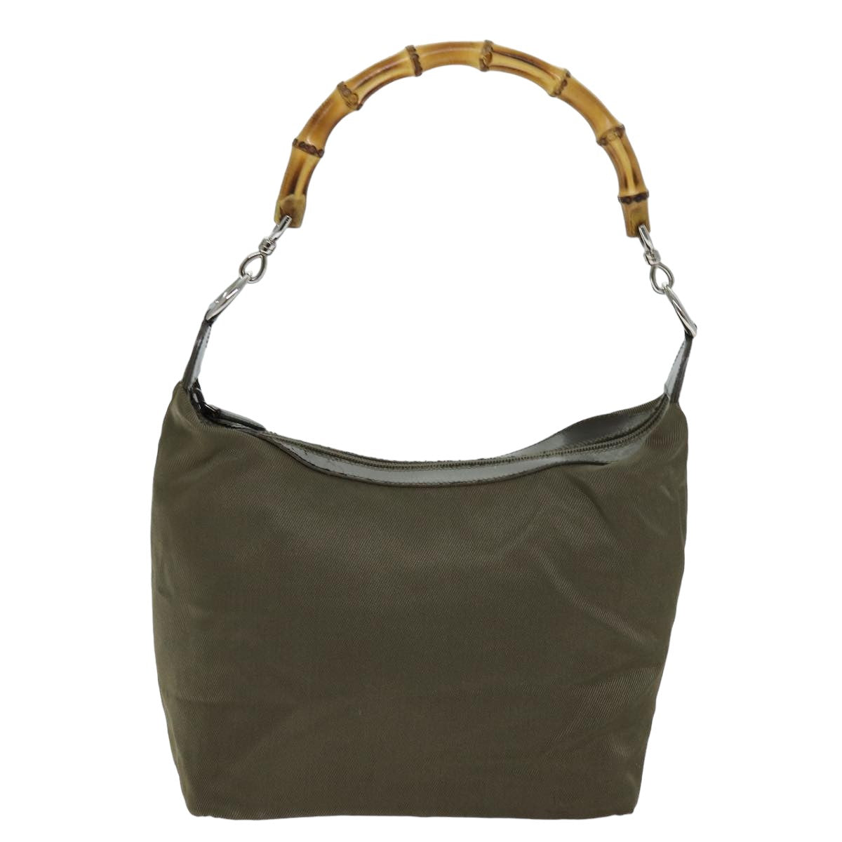 GUCCI Bamboo Hand Bag Nylon Khaki 000 2296 0531 75963
