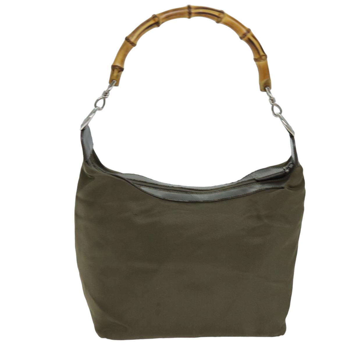 GUCCI Bamboo Hand Bag Nylon Khaki 000 2296 0531 75963