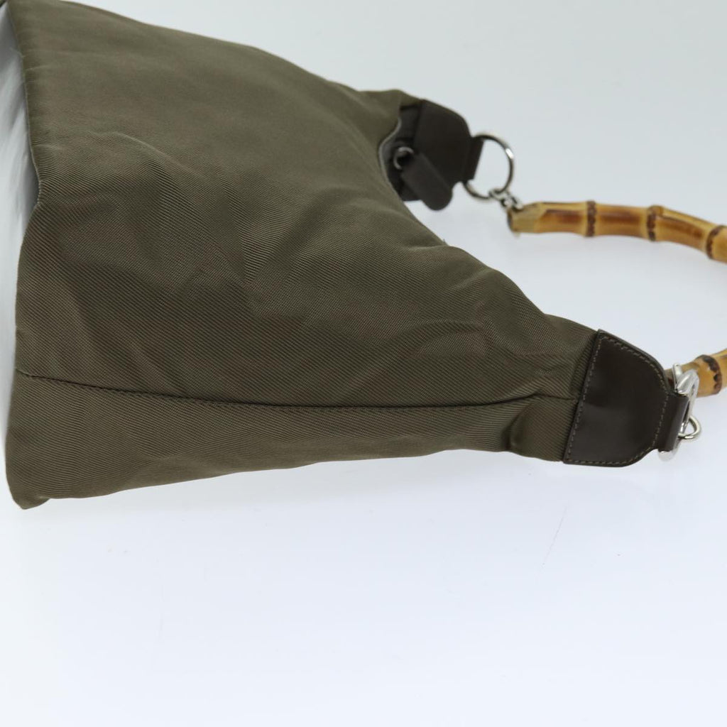 GUCCI Bamboo Hand Bag Nylon Khaki 000 2296 0531 75963
