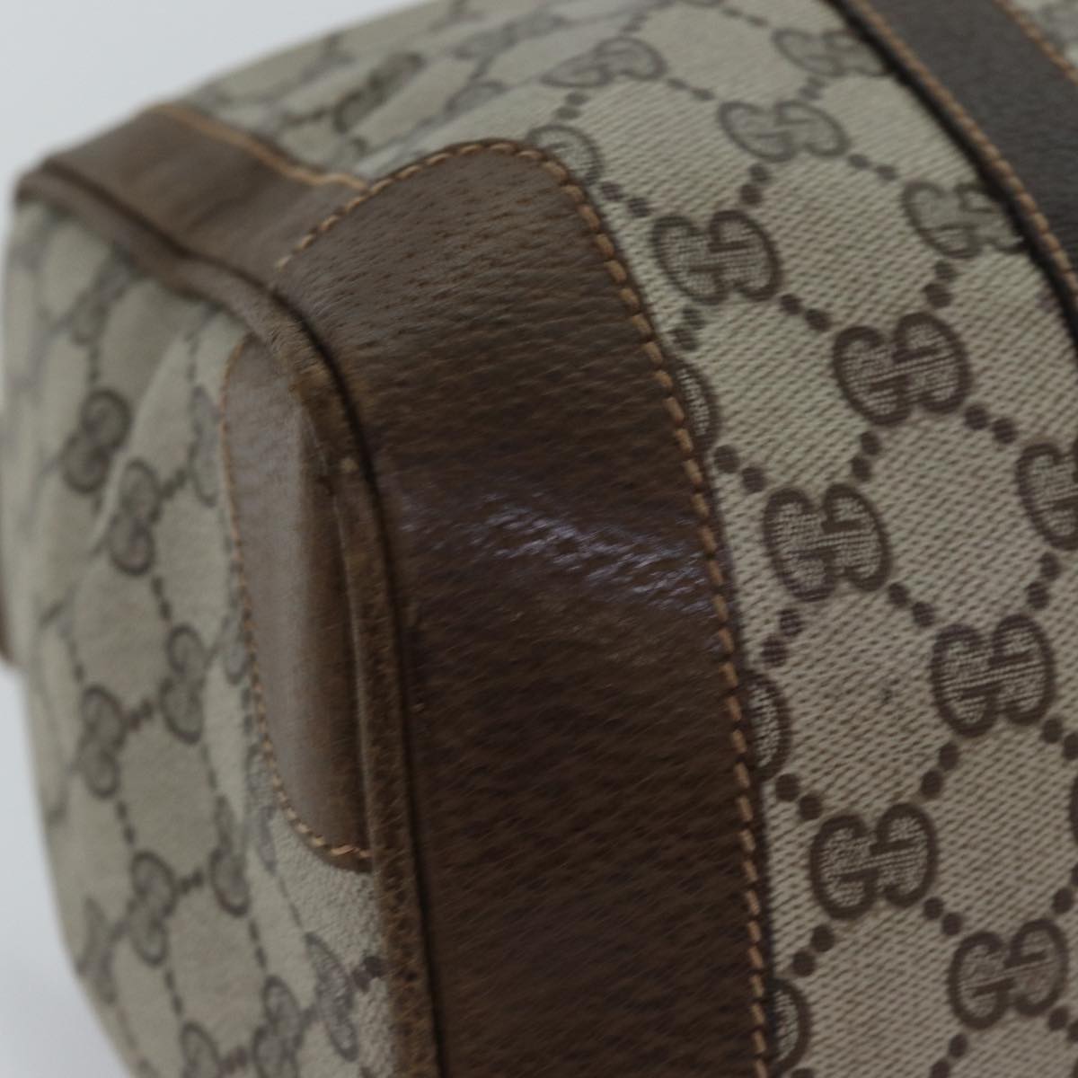 GUCCI GG Supreme Web Sherry Line Boston Bag PVC Beige Red Green 75964