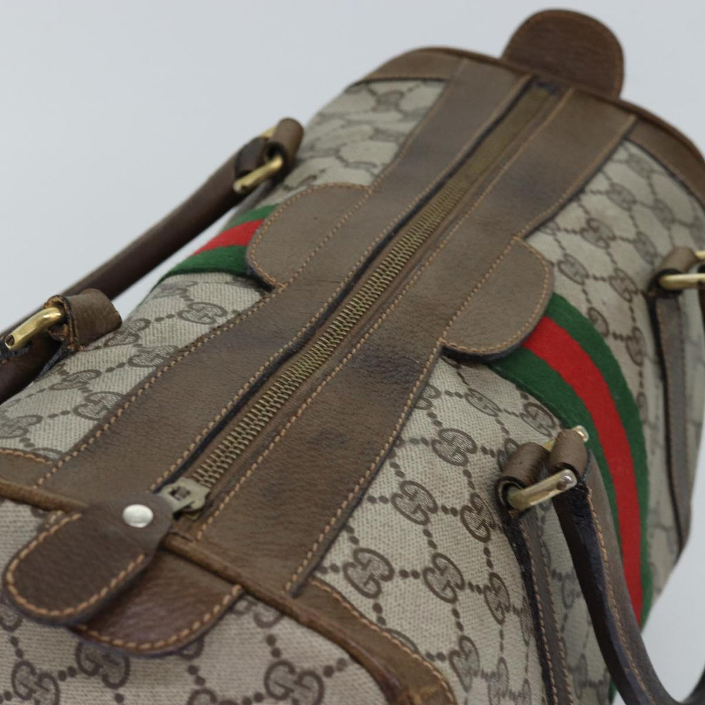 GUCCI GG Supreme Web Sherry Line Boston Bag PVC Beige Red Green 75964