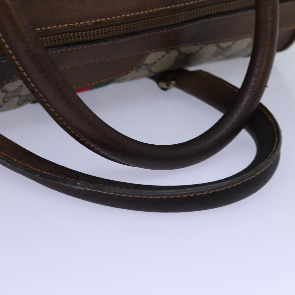 GUCCI GG Supreme Web Sherry Line Boston Bag PVC Beige Red Green 75964