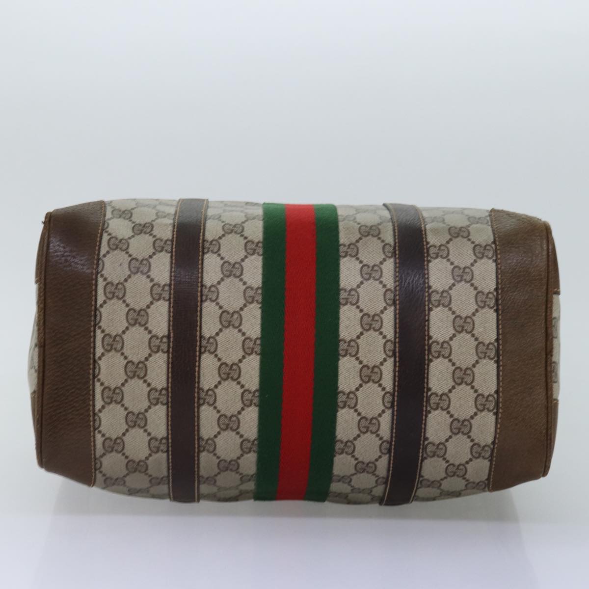 GUCCI GG Supreme Web Sherry Line Boston Bag PVC Beige Red Green 75964