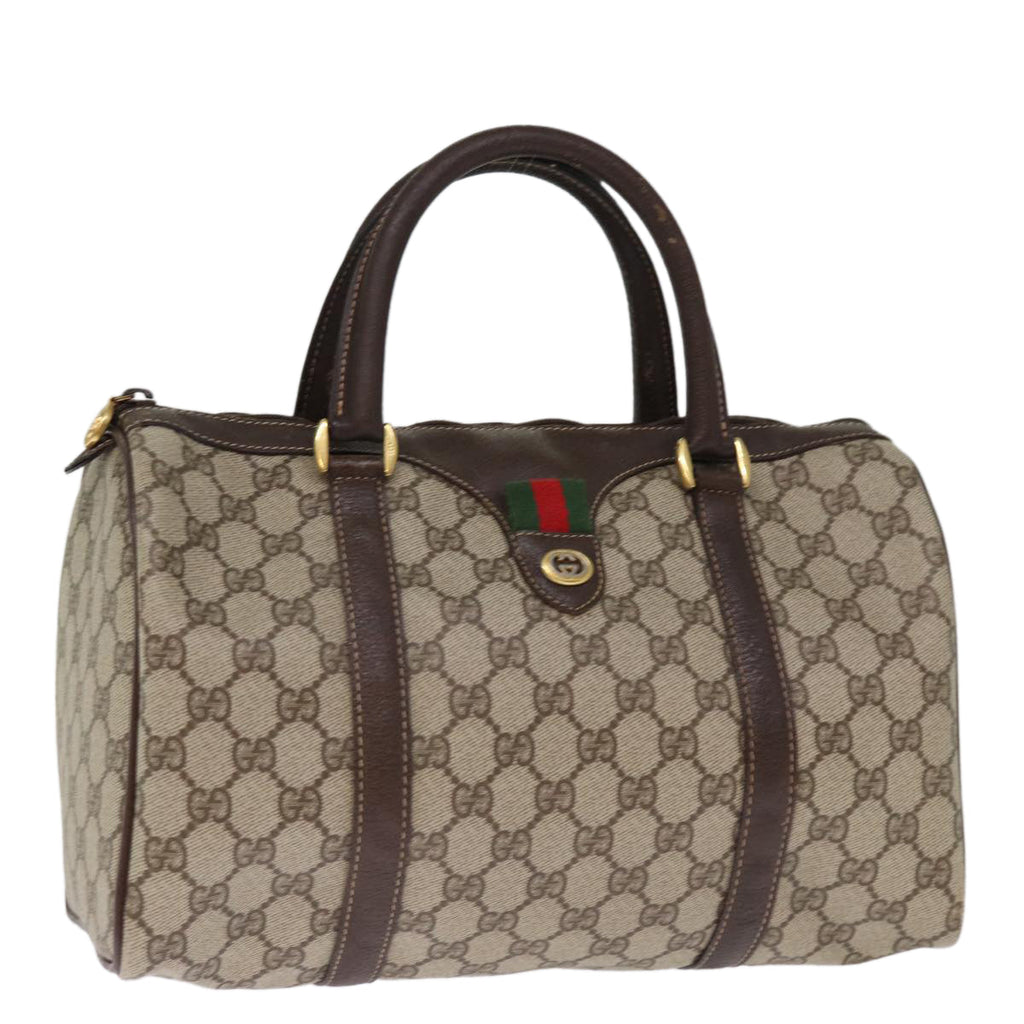 GUCCI GG Supreme Web Sherry Line Boston Bag PVC Beige Red 40 02 007 75965