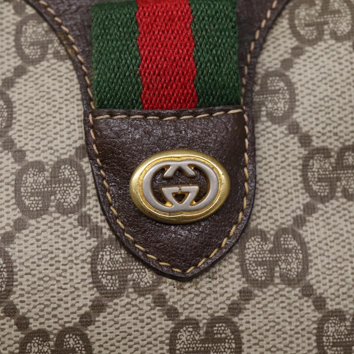 GUCCI GG Supreme Web Sherry Line Boston Bag PVC Beige Red 40 02 007 75965